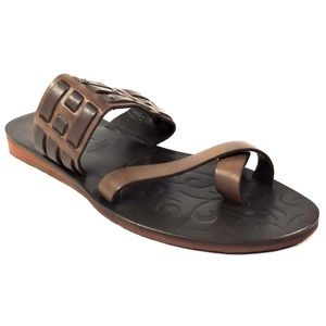 GOODMAN 🇮🇹 MEN'S BROWN LEATHER COMFORT FLAT SUMMER SANDALS